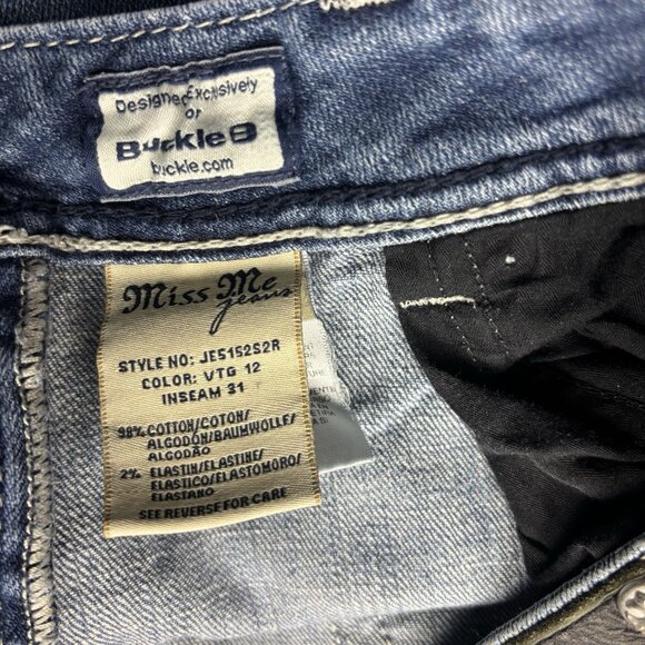 Miss Me Relaxed Skinny Jeans Embellished Distressed Light Wash Women's Size 31 - Picture 10 of 12